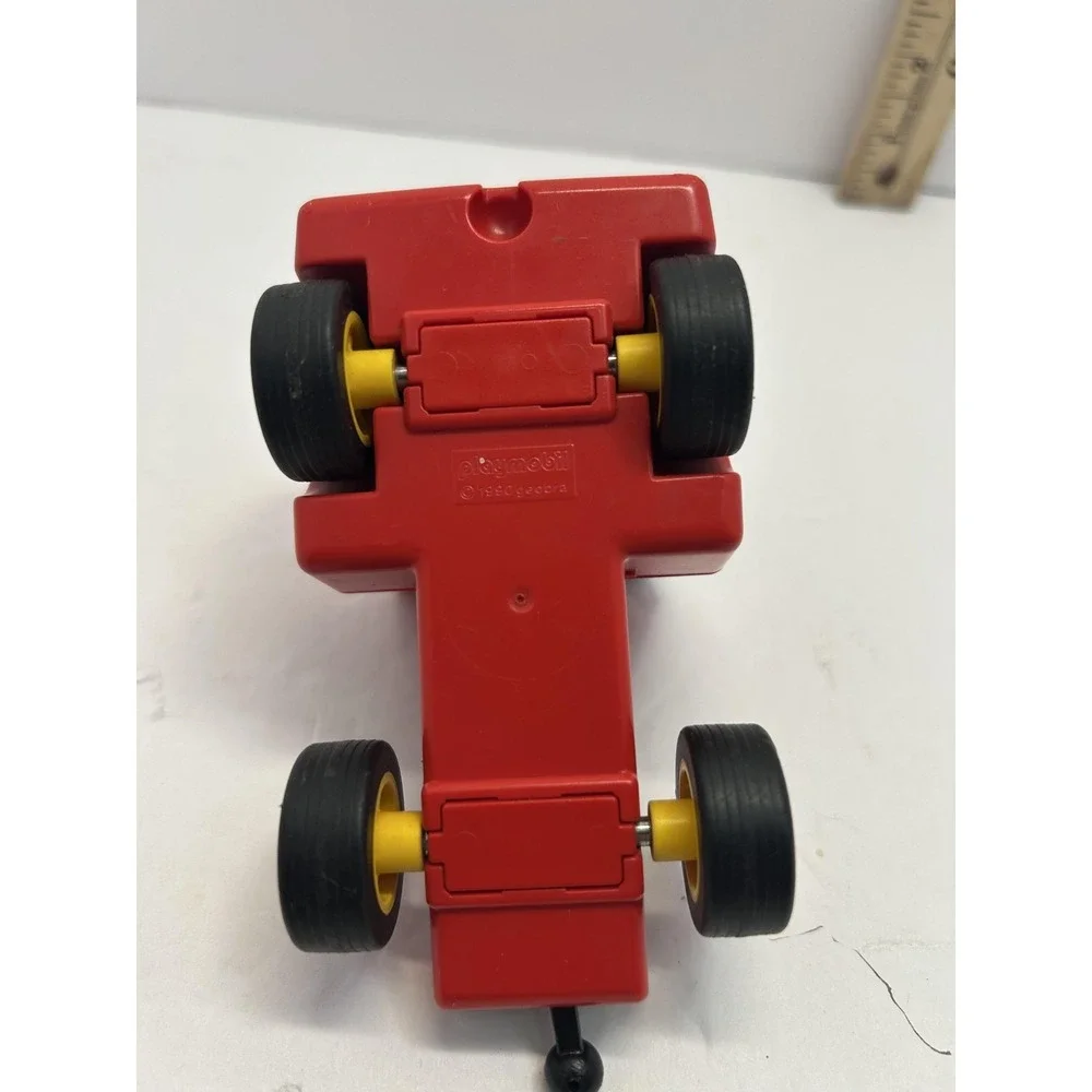Vintage 1980 Playmobil Red Fire Truck Toy Small Plastic Vehicle No 5 Kids Play